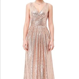 Rose Gold Sequined Prom Dress